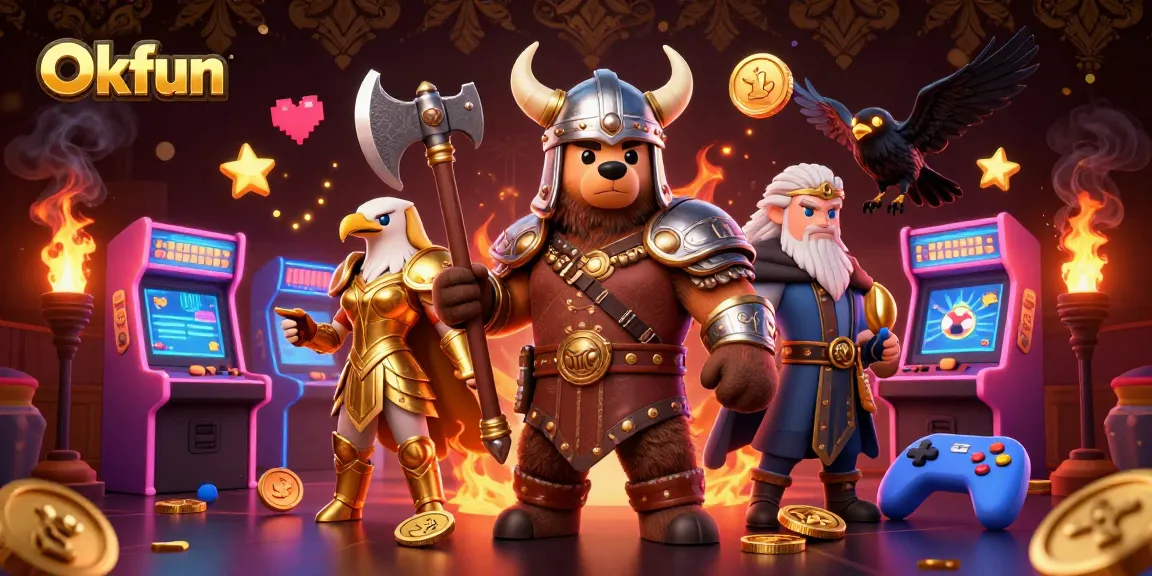 Play vibrant slot games with Okfun's unique Viking and Valkyrie characters in casino adventure.