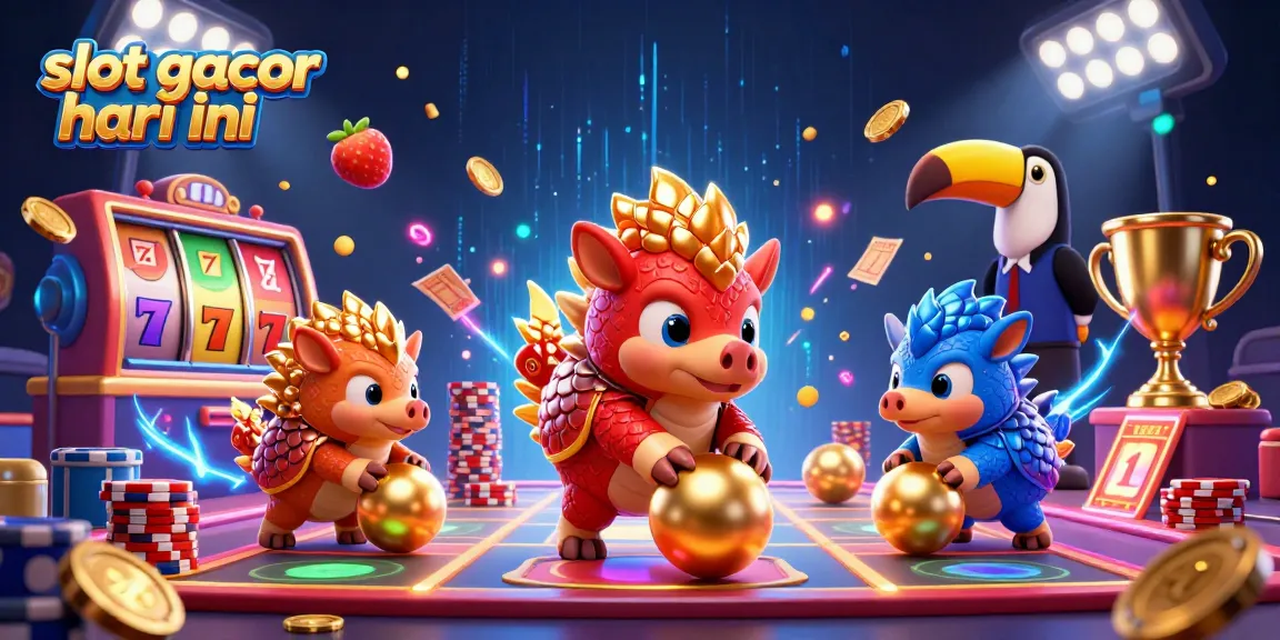 Slot gacor hari ini menampilkan pangolins beraksi dengan slot reels dan koin emas yang berterbangan.