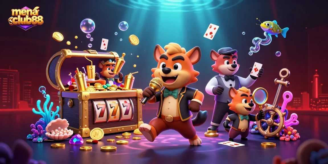 Experience the vibrant world of menangclub88 with hyenas in a comedy casino club, rich in gold and entertainment.