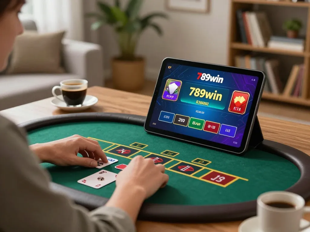 Experience thrilling live dealer blackjack on 789win during a cozy home gaming session