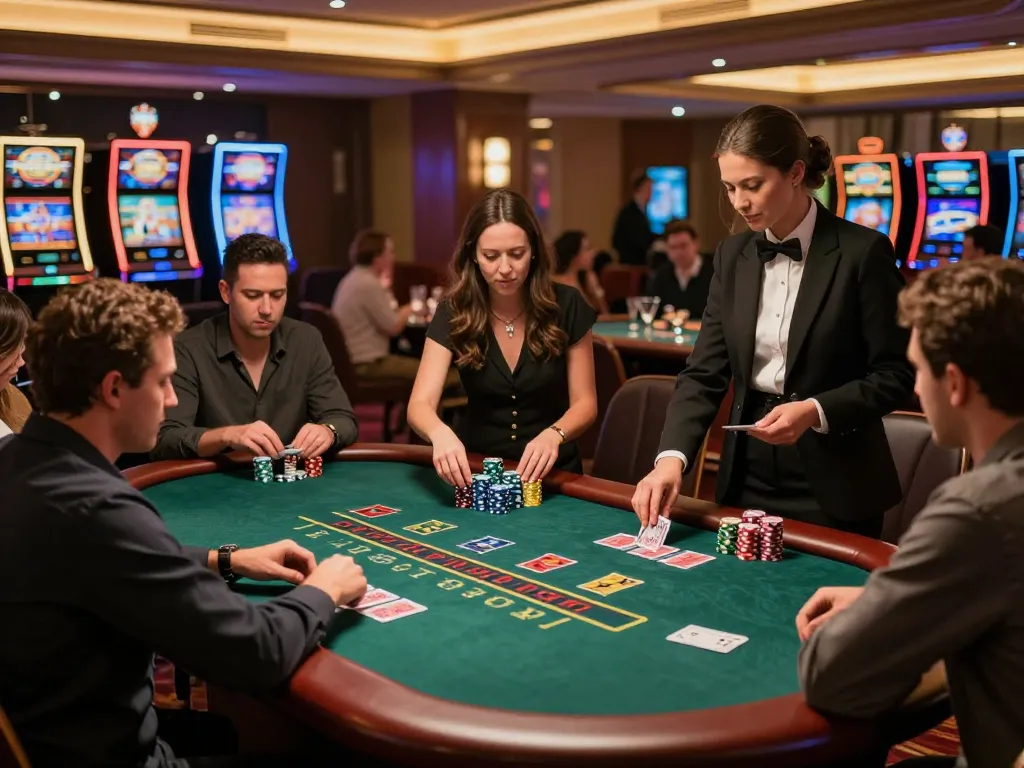 Players engaging in a thrilling blackjack game at cm888 casino with vibrant atmosphere and strategy