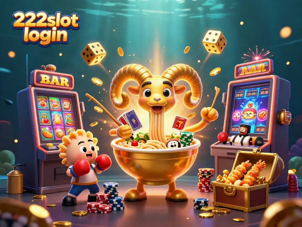 Gambarlah aksi menarik untuk 222slot login di dunia kasino virtual dengan karakter ceria.
