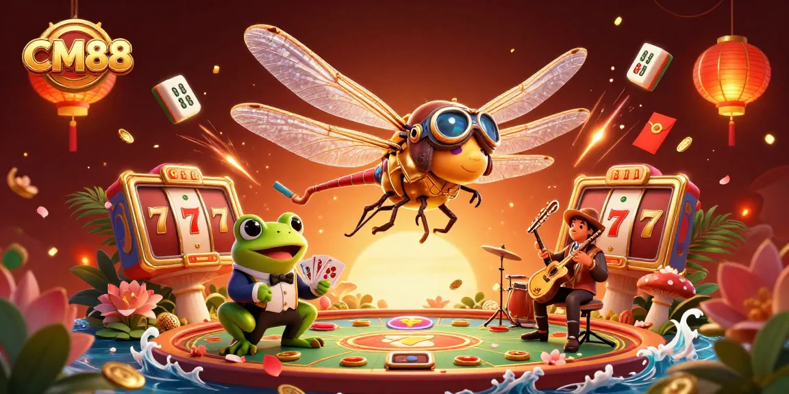 Experience CM88's vibrant casino scene with a dragonfly pilot, frog croupier, and jazz musicians.