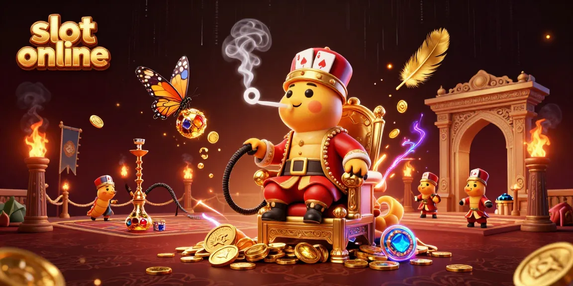 Menangkan slot online dengan gambar menarik yang menggambarkan karakter kartun dan simbol poker.