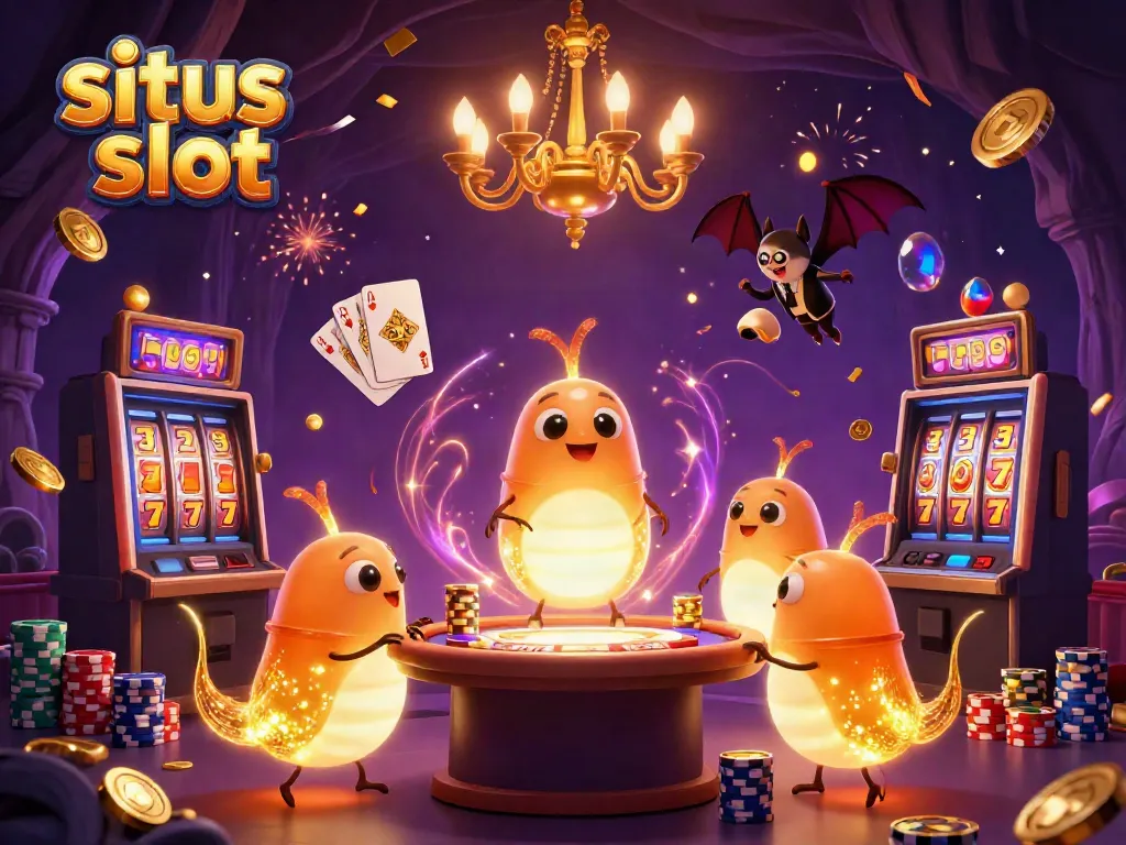 Menangkan permainan di situs slot dengan gemerlap koin dan keajaiban kasino di ilustrasi.