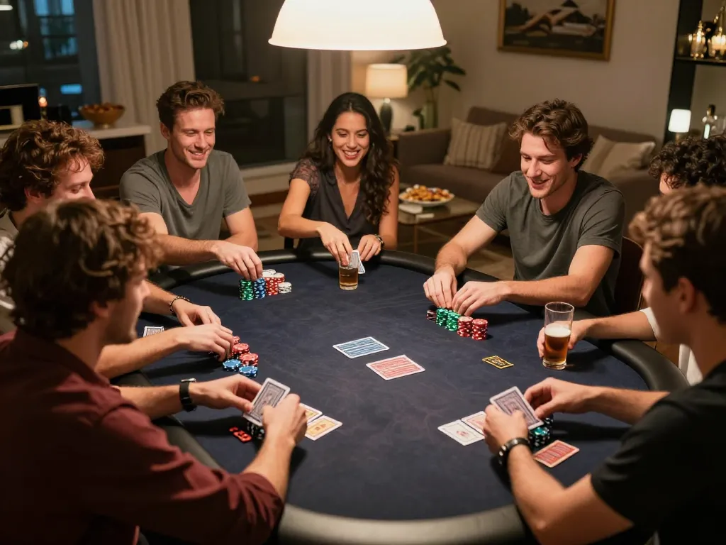 Friends enjoying an exciting poker game night with VIN777, showcasing strategy and fun.