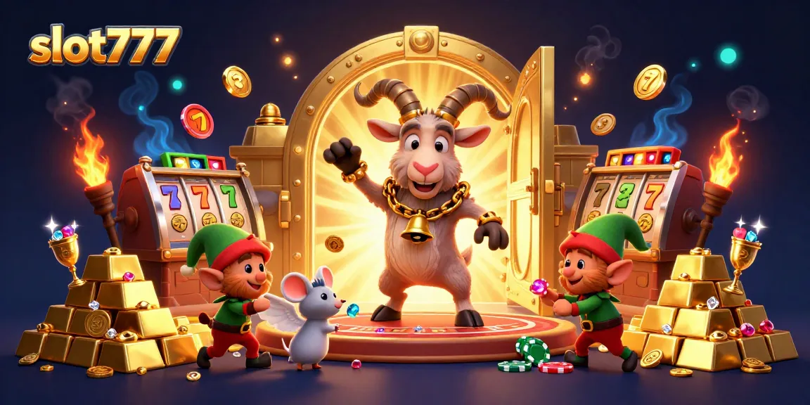 Engage in thrilling slot777 gameplay amidst a lively casino scene featuring Krampus and mischievous elves.