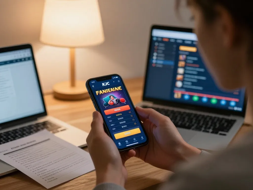 KJC homepage experience with mobile gaming action showcasing responsible gambling.