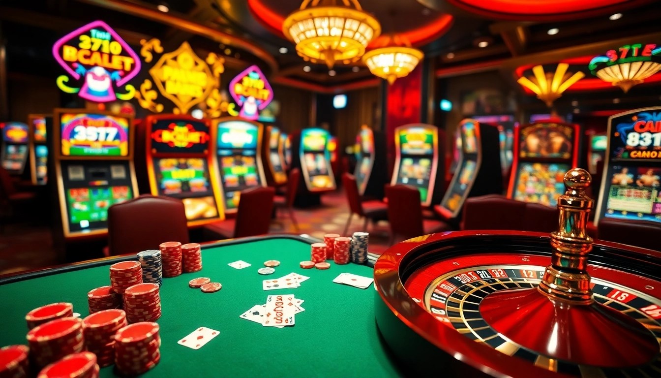 Players enjoy thrilling games at 789f best casino, featuring elegant tables and vibrant slot machines.
