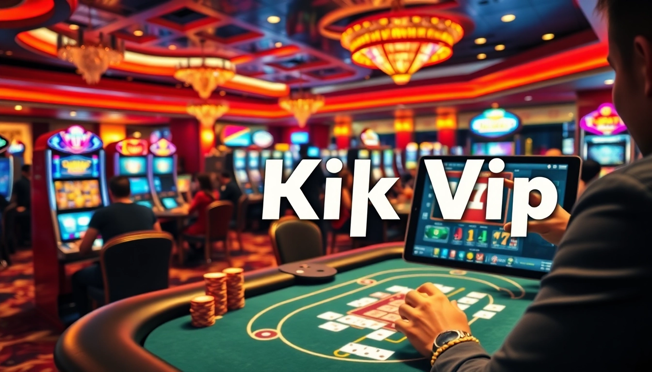 Experience thrilling gambling moments with rik vip at a luxurious casino gaming floor.