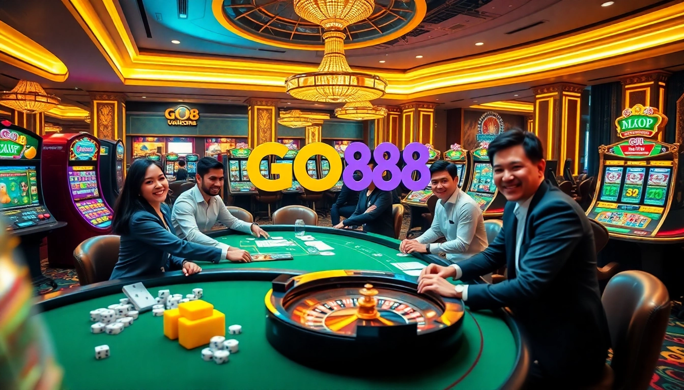A dynamic gaming atmosphere at https://go88vn.id/ featuring players joyfully engaged in casino games.